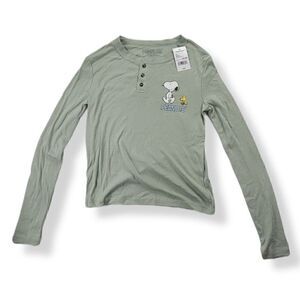 Peanut's  Green Henley Small Junior
